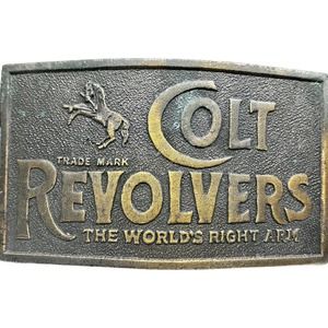 Vintage Colt Revolvers Mens Or Womens Belt Buckle Brass Metal World's Right‎ Arm